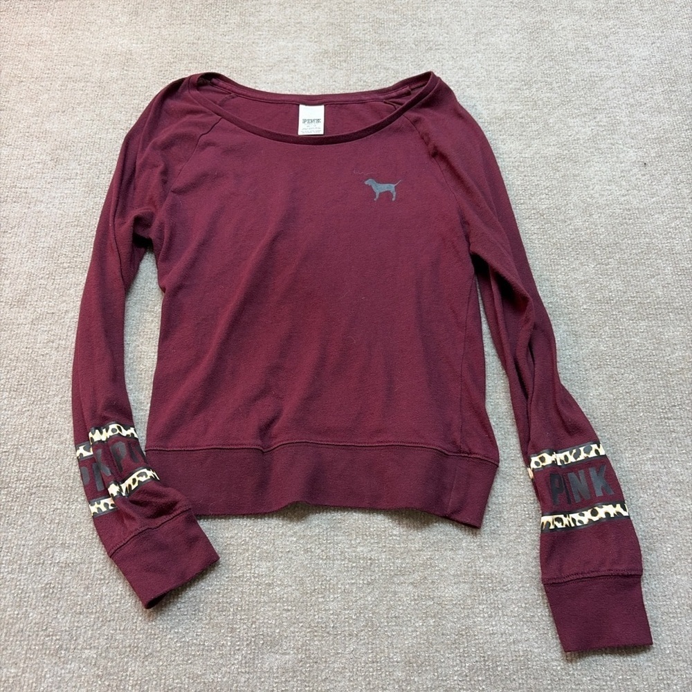 PINK Victoria's Secret Burgundy Long Sleeve Tee XS 1723